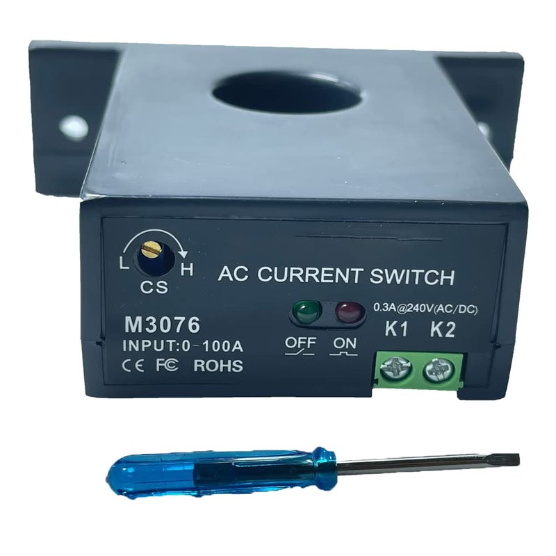 Lelukee Current Sensing Relay AC Current Sensing Switch 0-100A Normally Opned Amp Sensor Monitoring Relay (M3076) - Image 1